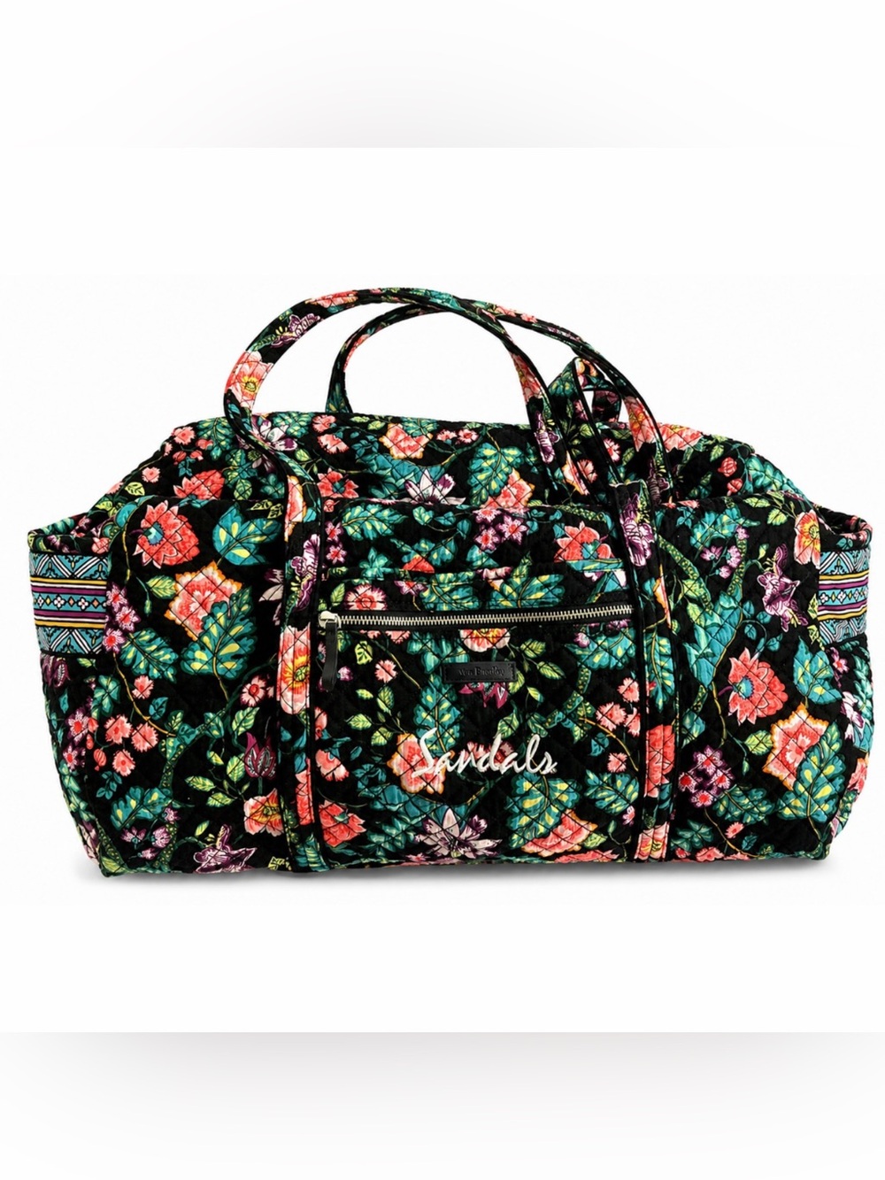 Rare Vera Bradley Iconic Large Travel Duffel Vines Floral Weekender Bag 22” VG